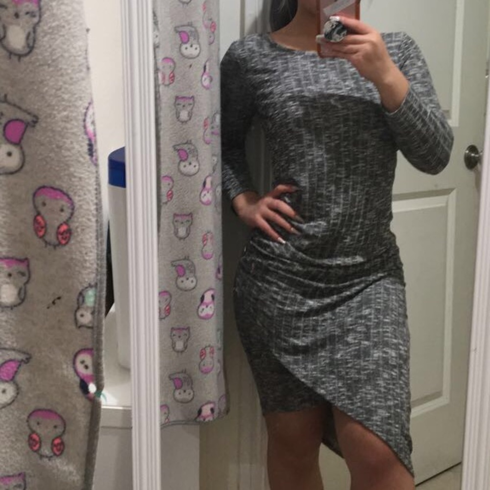 GRAY BODYCON MIDI DRESS - Picture 2 of 3